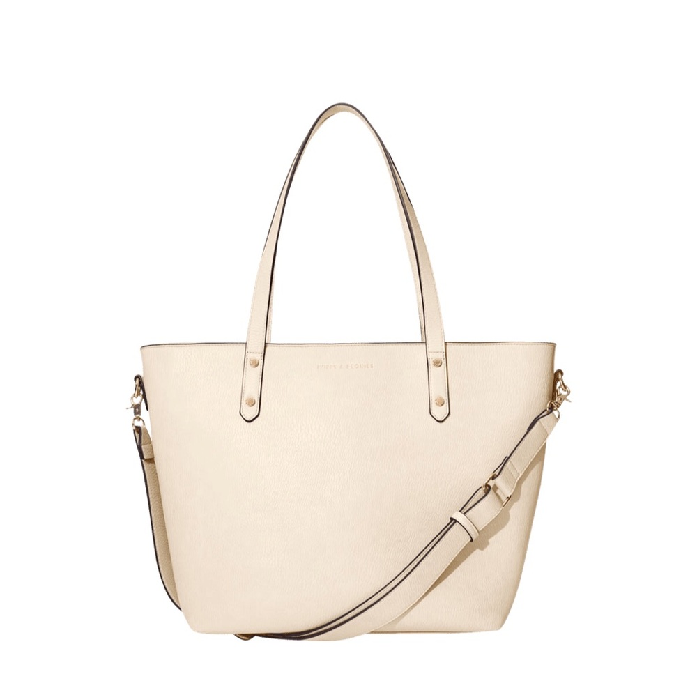Poppy & peonies GO-GETTER leather  TOTE cream like new